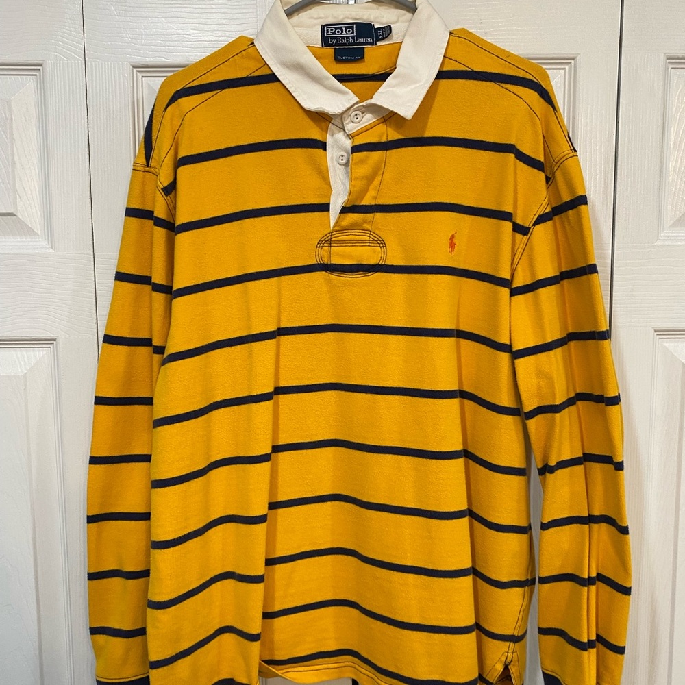 Polo Ralph Lauren XXL Rugby yellow and blue long sleeve shirt